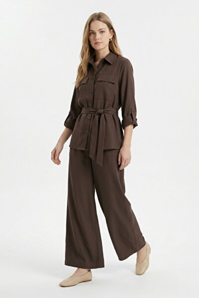 Rays Σετ Παντελόνι και Μπουφάν με Καφέ Ζώνη και Τσέπες 8874