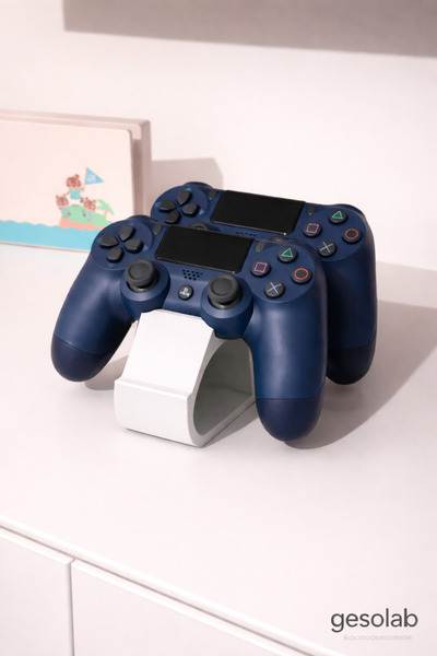 GESOLAB PS4-PS5 Dual Controller Standı – 2’li Kumanda Tutucu-Beyaz| Masa Üstü...