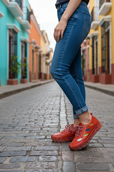 ALDİ Παπούτσια από γνήσιο δέρμα με χρωματιστή λεπτομέρεια φύλλων, κατάλληλα γ...