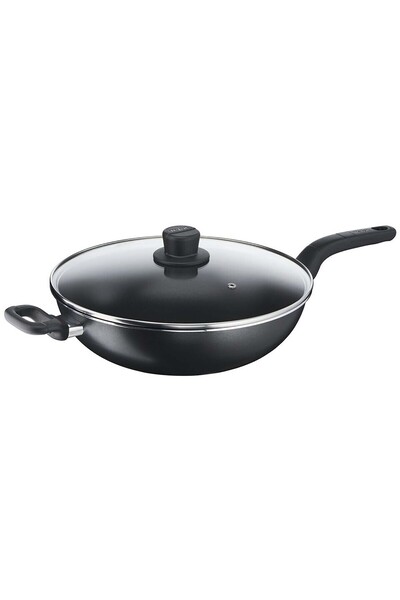 TEFAL مقلاة ووك سهلة الاستخدام مع غطاء