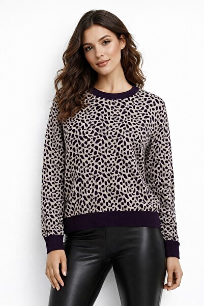 Gürkan Triko Γυναικείο πλεκτό πουλόβερ με σχέδιο λεοπάρ BGL-ST05284