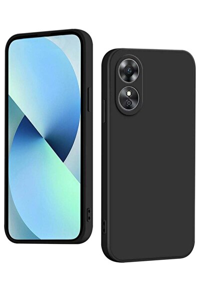 Shopi Oppo A58 4G Silicone Case – Black Liquid Gel Rubber with Soft Microfibe...