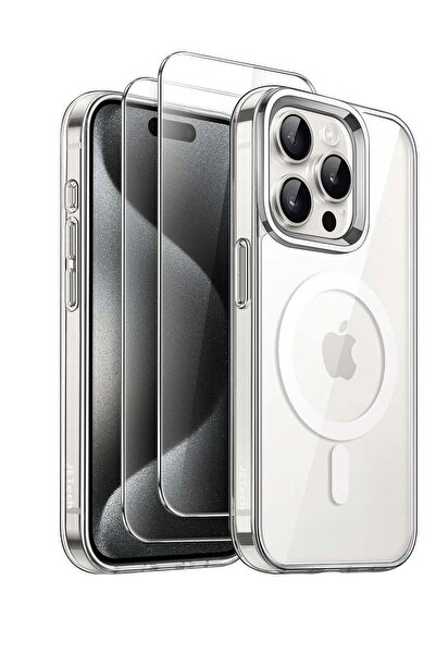 Shopi Clear 3-in-1 Magnetic Case for iPhone 15 Pro Max – 6.7-Inch, with 2 Tem...