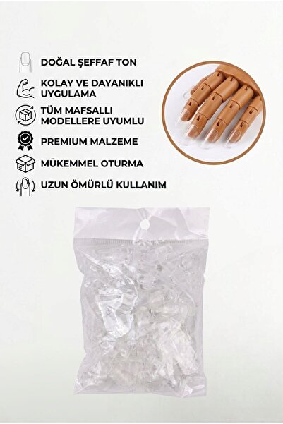 Full Beauty Protez Tırnak Eğitim Eli Yedek Tips Tırnak Ucu 50 Adet Beyaz Şeff...