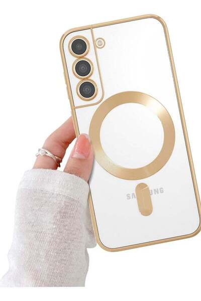 Shopi Magnetic Samsung Galaxy S22 Case with Electroplated Clear Design & Gold...