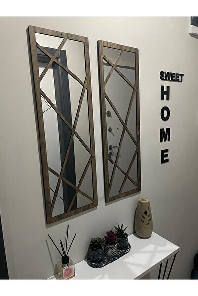 oncawall Asimetrik model Dekoratif Boyalı Hazır Pleksi Aynalı SWEET HOME yazı...
