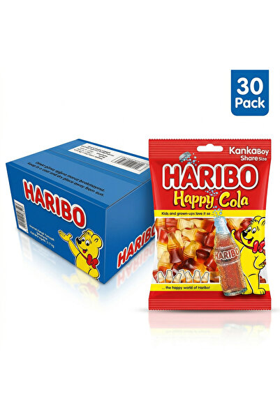Haribo Χαρούμενη Κόλα Χαλάλ Ζελεδάκια Κουτί - 30 x 80γρ. Πακέτο Προσφοράς |  ...