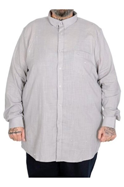 cusseli Large Size Men's Linen Pocket Shirt 20386 Gray
