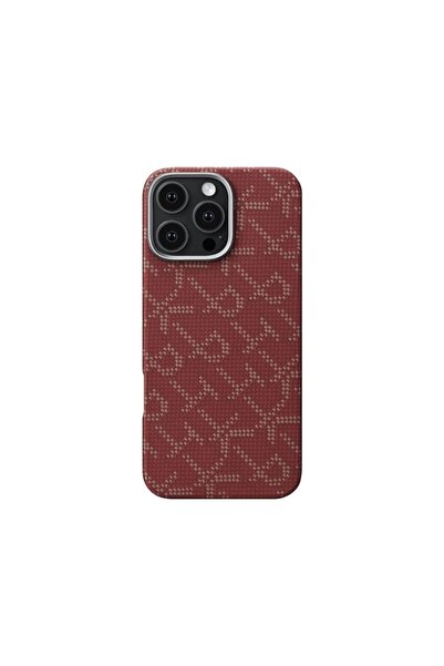 PITAKA Husa carbon pentru Apple iPhone 16 Pro, aramida kevlar, rosu/auriu