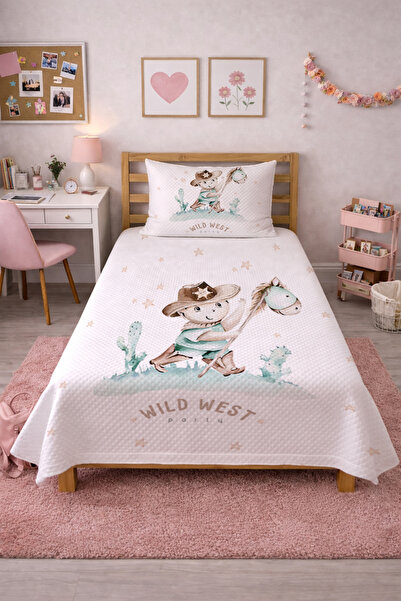 Evmila Διακοσμητικό κάλυμμα κρεβατιού Cowboy Desert Starry για παιδιά - Σετ Π...