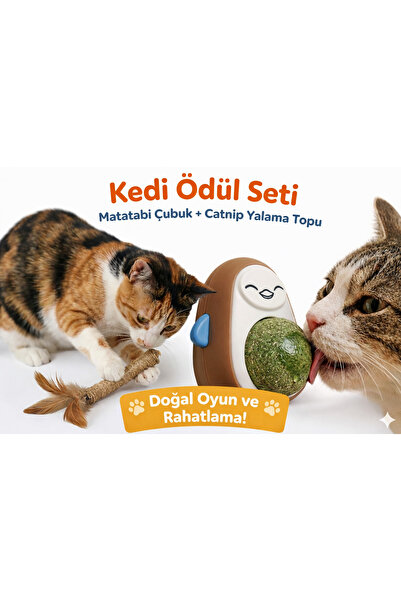 Kitty Kiss Kedi Ödül Seti - Matatabi Çubuk + Catnip Yalama Topu