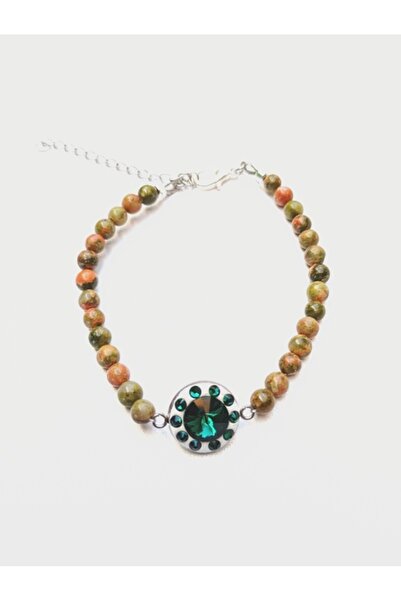 OEM Βραχιόλι με Ουνακίτη 5 χιλιοστών και κρύσταλλα σμαραγδιού Swarovski