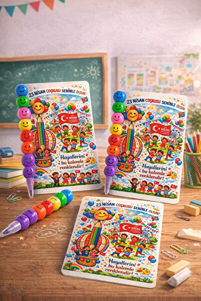 Anime Marketi Emojili Fosforlu Yumurtlayan Kalemli 23 Nisan Hediyesi 5'li Mod...