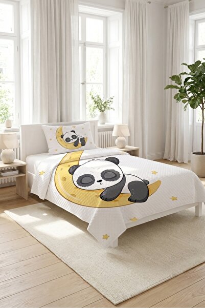 Evmila Cute Panda Moon Star Baby Pique Set-Sleeping Themed Nordic Yellow and ...