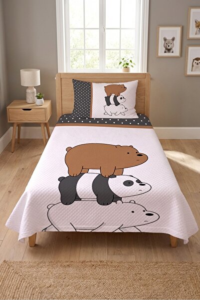 Evmila Χαριτωμένο παιδικό σετ πικέ με σχέδιο αρκουδάκι - Καπιτονέ κάλυμμα κρε...