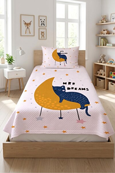 Evmila Σετ Νεανικού Πικέ με θέμα τον ύπνο και την αστεράτη γάτα - Διακοσμητικ...