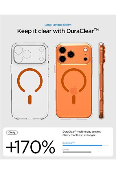 Spigen Husa Ultra Hybrid MagSafe pentru iPhone 17 Pro Max, Clear Orange