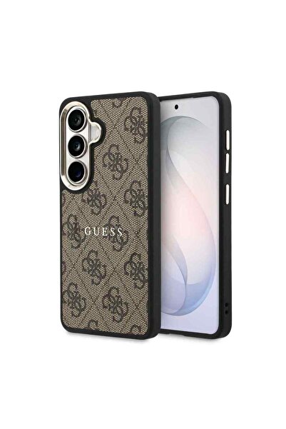 Guess Μαγνητική Δερμάτινη Θήκη 4G με Χρυσό Πλαίσιο για Samsung Galaxy S26 Καφέ