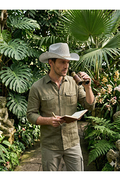 PIECE SIGNATURE Ψάθινο καουμπόικο καπέλο Παναμά για γυναίκες και άνδρες (Μέγε...