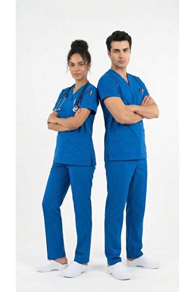 Runsales Σετ Saks Blue Scrubs - Υψηλής ποιότητας ύφασμα για στολή νοσοκόμας-γ...