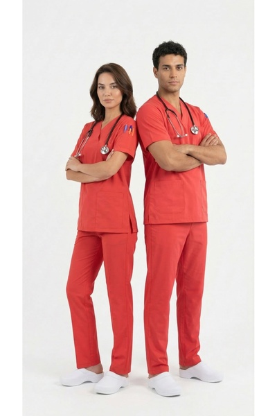 Runsales Σετ Premium Scrubs με σχέδιο Άνθη Ροδιού - Υψηλής ποιότητας ύφασμα γ...
