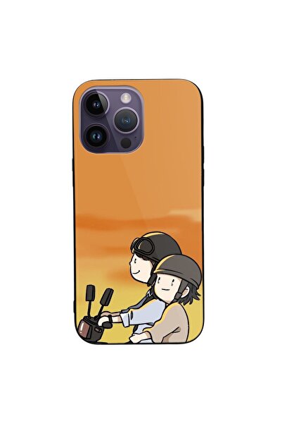 SILKASE Калъф за Apple iPhone 14 Pro, гума/алуминий, черен цвят, дизайн 26