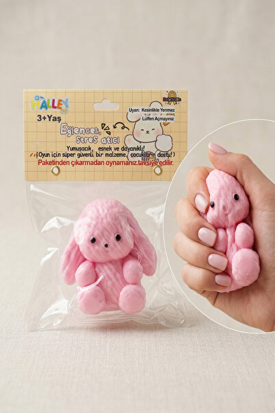 KURUXSTORE Pembe Tavşan Figürlü Squishy Eğlenceli Sıkıştırma Stres Atıcı Oyun...