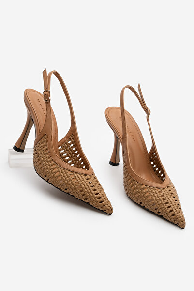 Marjin Women's Stiletto Pointed Toe Open Back V-Neck Hand Knitted Classic Hee...