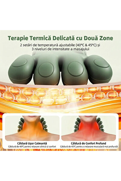 TnsAround Aparat de masaj cervical Shiatsu 4D cu căldură