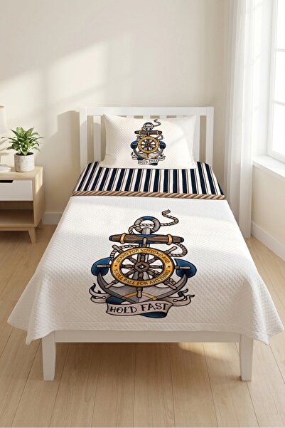 Evmila Σετ Βρεφικής Πικέ με Ρίγες Ναυτικού Στυλ-Διακοσμητικό Κάλυμμα Κρεβατιο...