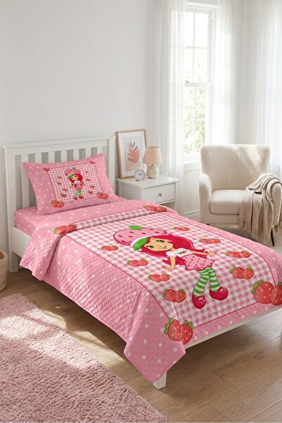 Evmila Strawberry Polka Dot Plaid Baby Pique Set - Nordic Pink Green Decorati...