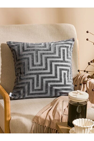 LC Waikiki LCW HOME Antrasit Geometrik Desenli Kırlent Kılıfı 45x45 Cm