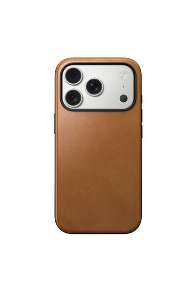 Nomad Модерен кожен калъф за iPhone 17 Pro, Английско кафяво