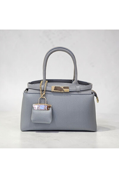 Ventus Soft Leather Gray Clutch Bag with Lock