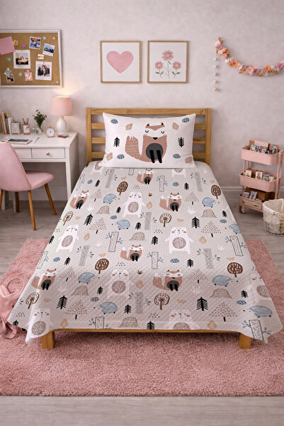 Evmila Cute Forest Animals Patterned Baby Pique Set - Nature Themed Nordic Be...