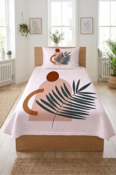 Evmila Σετ νεανικού πικέ με τροπικά φύλλα και γεωμετρικά σχέδια για ένα άτομο...