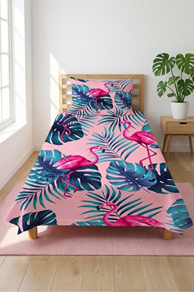 Evmila Σετ νεανικού κρεβατιού με φλαμίνγκο και τροπικά φύλλα - Εξωτική Νήσος ...
