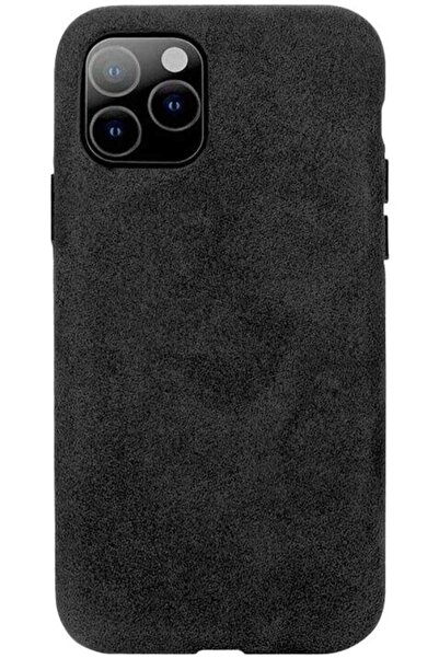 SILKASE Husa alcantara pentru iPhone 11 Pro, culoare negru