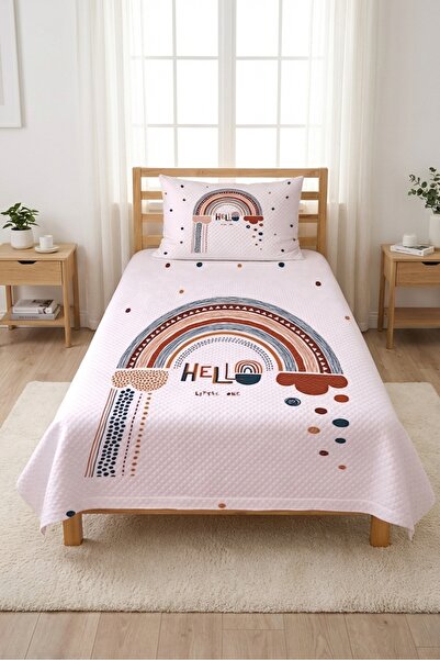 Evmila Παιδικό σετ πικέ με σχέδιο σύννεφα του ουράνιου τόξου - Καπιτονέ κάλυμ...