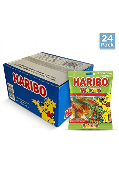 Haribo Σκουλήκια Χαλάλ Ζελεδάκια Κουτί Χύμα |   24 x 80γρ. Συσκευασίες |   Γλ...
