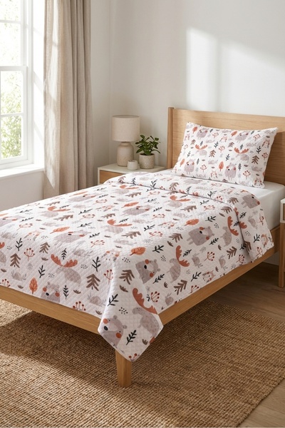 Evmila Σετ Πικέ με χαριτωμένα σχέδια ζώων του δάσους-Διακοσμητικό κάλυμμα κρε...