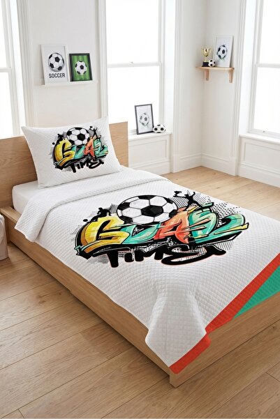 Evmila Σετ βρεφικού πικέ με θέμα το γκράφιτι του ποδοσφαίρου - Καπιτονέ κάλυμ...
