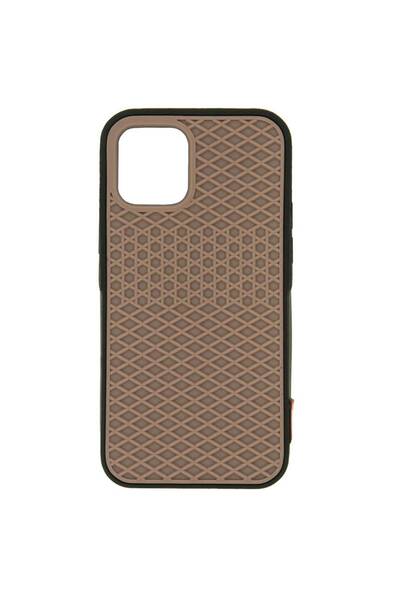 SILKASE Husa waffle pentru iPhone 12 Pro Max, cauciuc, culoare negru/maro