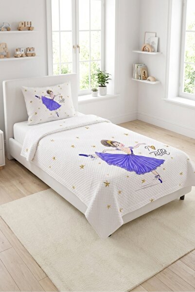 Evmila Μπαλαρίνα Starry Purple Young Pique Set-Διακοσμητικό κάλυμμα κρεβατιού...