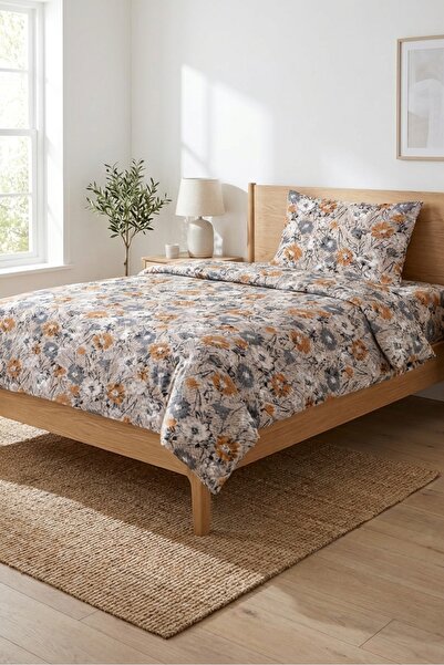 Evmila Παιδικό Σετ Πικέ με Φλοράλ Βοτανικό Σχέδιο - Μοντέρνο Γκρι Καπιτονέ Κά...