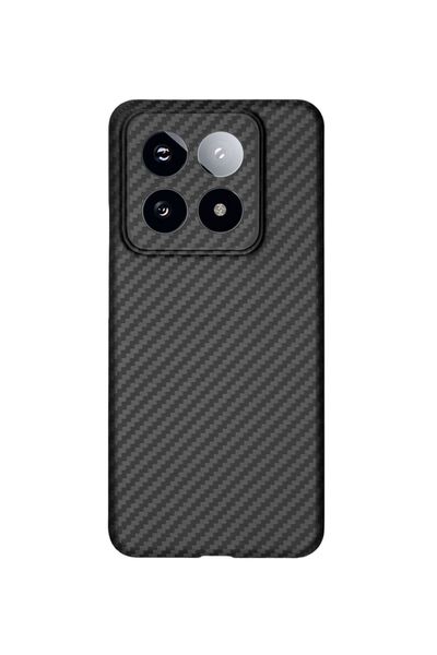 SILKASE Husa fibra de carbon pentru Xiaomi 14 Pro, aramid kevlar, negru mat