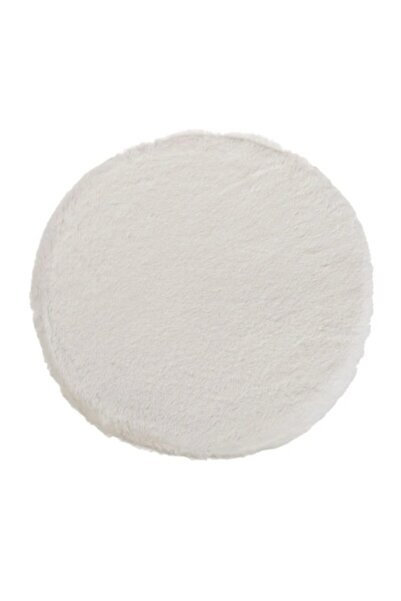 OEM Στρογγυλό Μαξιλάρι Καρέκλας, Απομίμηση Γούνας, Λευκό, 38x3εκ.
