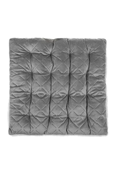 OEM Pernă decorativă pentru scaun, Sherpa albă, Catifea gri, 40x40x4cm