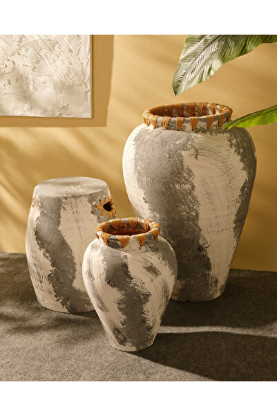 Paşabahçe Rustic Ceramic Decorative Cube m 40 cm Vase