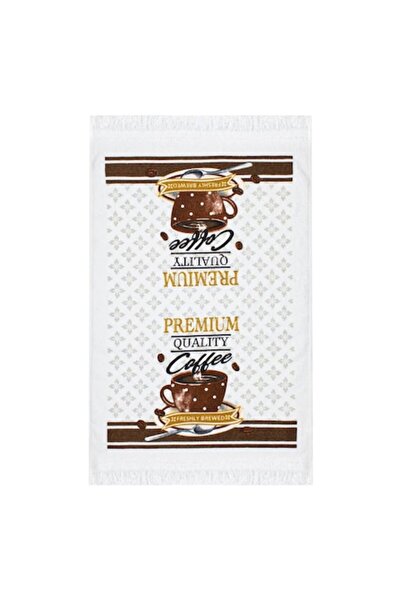 OEM Πετσέτα Κουζίνας, Σχέδιο Κούπας Καφέ, Βαμβακερό, Λευκό, 60x35εκ.